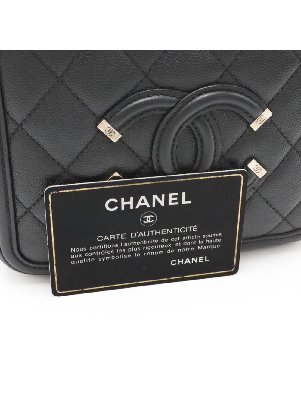Chanel CC Filigree Small Vanity 2-Way Chain Shoulder Bag Caviar Leather Black - Picture 9 of 9